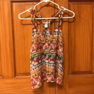 sheer colorful button tank